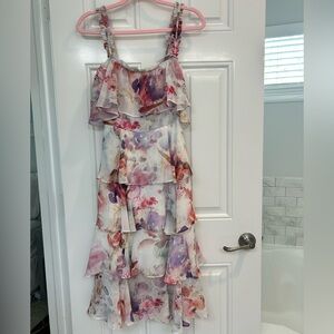 Tiered Floral Ruffle Sundress in Pastel Watercolors